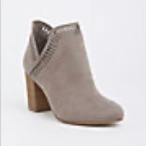 Taupe V-Cut Stacked Bootie